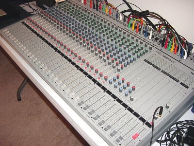 Our main board, the Yamaha RM800 24x8 mixing console.